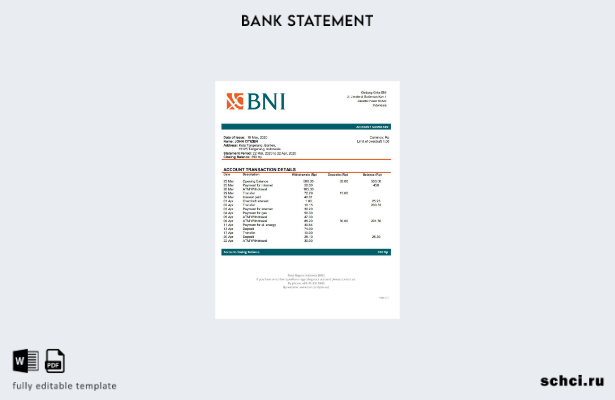 цифровая загрузка Индонезийский банк Негара Индонезия (BNI) шаблон слова банковс